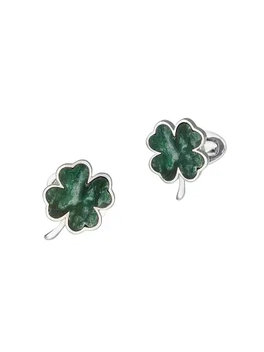 Jan Leslie Men's Four-Leaf Clover Green Onyx & Rhodium-Plated Cufflinks | Thumbnail 1 Jan Leslie Men's Four-Leaf Clover Green Onyx & Rhodium-Plated Cufflinks | Thumbnail 1