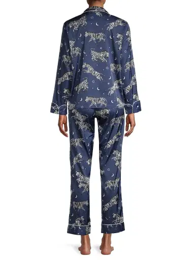 Averie Women's Two-Piece Zebra Print Pajama Set - Deep Blue | Thumbnail 5 Averie Women's Two-Piece Zebra Print Pajama Set - Deep Blue | Thumbnail 5