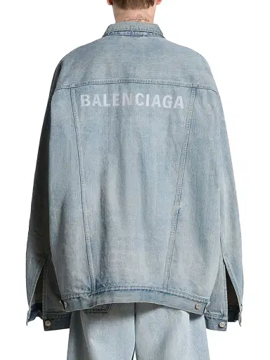 Balenciaga Men's Oversized Denim Jacket - Blue | Thumbnail 4 Balenciaga Men's Oversized Denim Jacket - Blue | Thumbnail 4