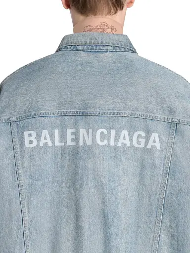Balenciaga Men's Oversized Denim Jacket - Blue | Thumbnail 6 Balenciaga Men's Oversized Denim Jacket - Blue | Thumbnail 6