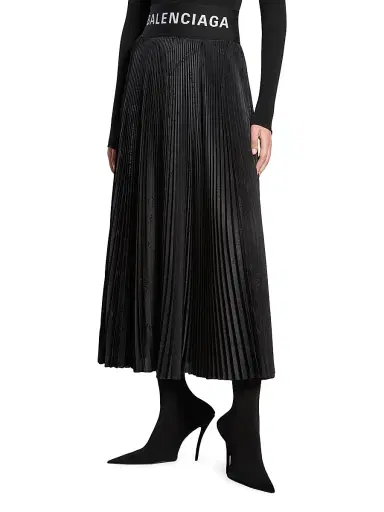 Balenciaga Women's Diagonal Allover Pleated Skirt - Black | Thumbnail 3 Balenciaga Women's Diagonal Allover Pleated Skirt - Black | Thumbnail 3