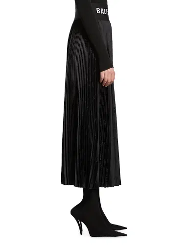 Balenciaga Women's Diagonal Allover Pleated Skirt - Black | Thumbnail 4 Balenciaga Women's Diagonal Allover Pleated Skirt - Black | Thumbnail 4