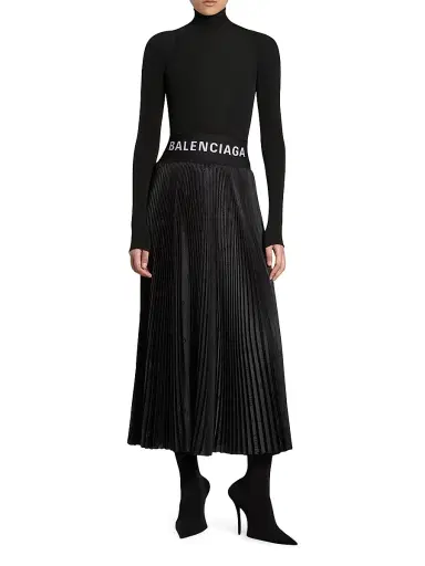 Balenciaga Women's Diagonal Allover Pleated Skirt - Black | Thumbnail 6 Balenciaga Women's Diagonal Allover Pleated Skirt - Black | Thumbnail 6