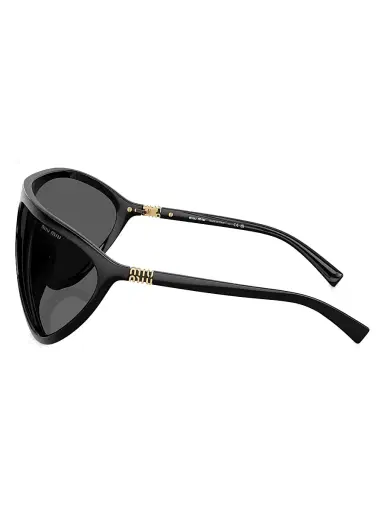 Miu Miu Women's 75MM Wraparound Sunglasses - Black Dark Grey | Thumbnail 3 Miu Miu Women's 75MM Wraparound Sunglasses - Black Dark Grey | Thumbnail 3