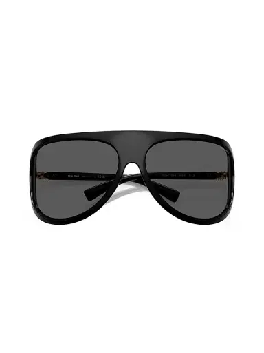 Miu Miu Women's 75MM Wraparound Sunglasses - Black Dark Grey | Thumbnail 5 Miu Miu Women's 75MM Wraparound Sunglasses - Black Dark Grey | Thumbnail 5