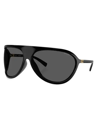 Miu Miu Women's 75MM Wraparound Sunglasses - Black Dark Grey | Thumbnail 1 Miu Miu Women's 75MM Wraparound Sunglasses - Black Dark Grey | Thumbnail 1
