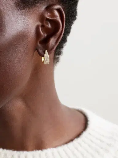 Jennifer Meyer Mini Elongated Teardrop 18-karat Gold Diamond Hoop Earrings | Thumbnail 2 Jennifer Meyer Mini Elongated Teardrop 18-karat Gold Diamond Hoop Earrings | Thumbnail 2