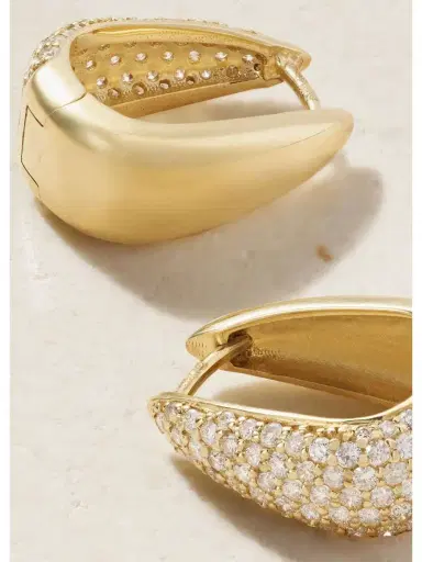 Jennifer Meyer Mini Elongated Teardrop 18-karat Gold Diamond Hoop Earrings | Thumbnail 3 Jennifer Meyer Mini Elongated Teardrop 18-karat Gold Diamond Hoop Earrings | Thumbnail 3