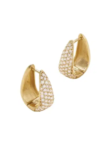 Jennifer Meyer Mini Elongated Teardrop 18-karat Gold Diamond Hoop Earrings | Thumbnail 1 Jennifer Meyer Mini Elongated Teardrop 18-karat Gold Diamond Hoop Earrings | Thumbnail 1