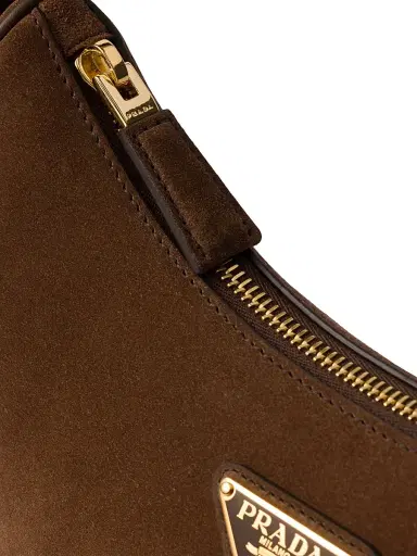 Prada Women's Arqué Suede Shoulder Bag - Brown | Thumbnail 6 Prada Women's Arqué Suede Shoulder Bag - Brown | Thumbnail 6