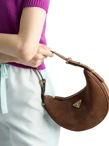Prada Women's Arqué Suede Shoulder Bag - Brown | Thumbnail 7 Prada Women's Arqué Suede Shoulder Bag - Brown | Thumbnail 7