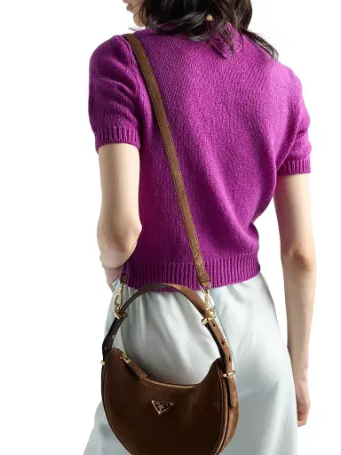 Prada Women's Arqué Suede Shoulder Bag - Brown | Thumbnail 8 Prada Women's Arqué Suede Shoulder Bag - Brown | Thumbnail 8