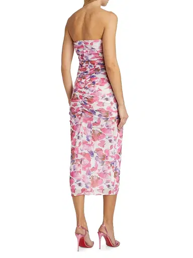 NICHOLAS Women's Emma Watercolor Petal Ruched Midi-Dress - Peony Petal Print | Thumbnail 5 NICHOLAS Women's Emma Watercolor Petal Ruched Midi-Dress - Peony Petal Print | Thumbnail 5