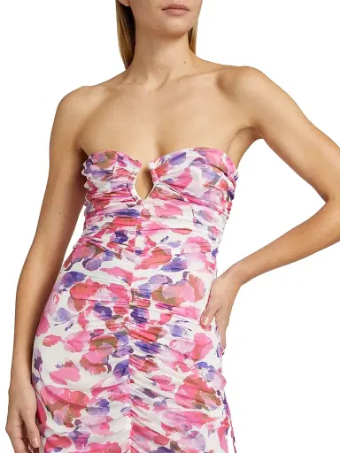 NICHOLAS Women's Emma Watercolor Petal Ruched Midi-Dress - Peony Petal Print | Thumbnail 6 NICHOLAS Women's Emma Watercolor Petal Ruched Midi-Dress - Peony Petal Print | Thumbnail 6