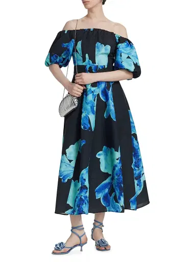 NICHOLAS Women's Santha Floral Off-the-Shoulder Midi-Dress - Thalia Floral Navy | Thumbnail 3 NICHOLAS Women's Santha Floral Off-the-Shoulder Midi-Dress - Thalia Floral Navy | Thumbnail 3