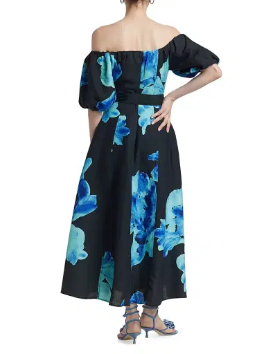 NICHOLAS Women's Santha Floral Off-the-Shoulder Midi-Dress - Thalia Floral Navy | Thumbnail 5 NICHOLAS Women's Santha Floral Off-the-Shoulder Midi-Dress - Thalia Floral Navy | Thumbnail 5