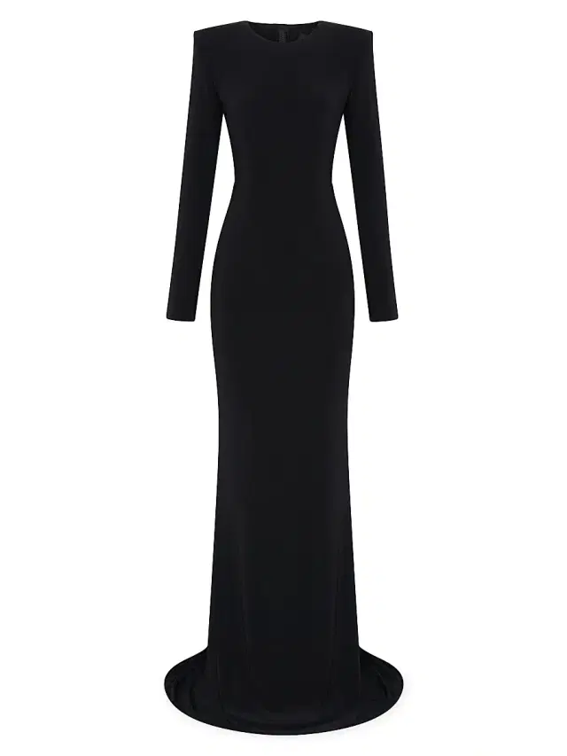 Women's Forte Floor-Length Jersey Gown - Black Women's Forte Floor-Length Jersey Gown - Black