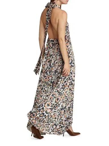 L'Idée Women's Leopard Halterneck Sleeveless Gown | Thumbnail 2 L'Idée Women's Leopard Halterneck Sleeveless Gown | Thumbnail 2
