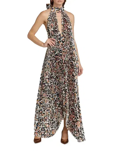 L'Idée Women's Leopard Halterneck Sleeveless Gown | Thumbnail 3 L'Idée Women's Leopard Halterneck Sleeveless Gown | Thumbnail 3