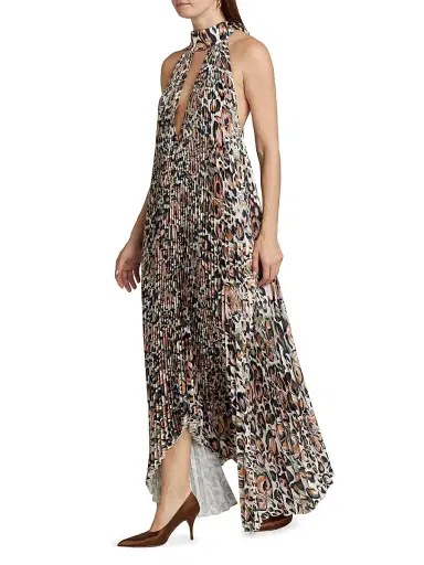 L'Idée Women's Leopard Halterneck Sleeveless Gown | Thumbnail 4 L'Idée Women's Leopard Halterneck Sleeveless Gown | Thumbnail 4