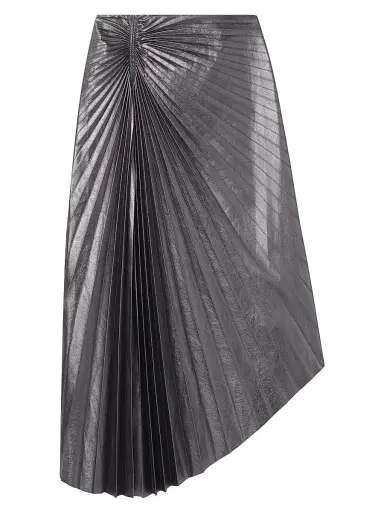 A.L.C. Women's Tracy Metallic Faux-Leather Pleated Midi-Skirt - Slate Metallic | Thumbnail 1 A.L.C. Women's Tracy Metallic Faux-Leather Pleated Midi-Skirt - Slate Metallic | Thumbnail 1