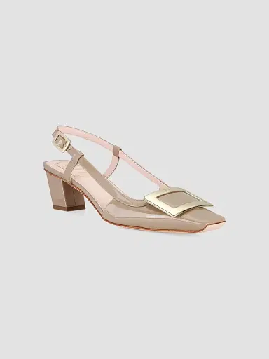 Roger Vivier Women's Belle Vivier 45MM Patent Leather Slingback Pumps - Taupe - Size 11.5 | Thumbnail 2 Roger Vivier Women's Belle Vivier 45MM Patent Leather Slingback Pumps - Taupe - Size 11.5 | Thumbnail 2