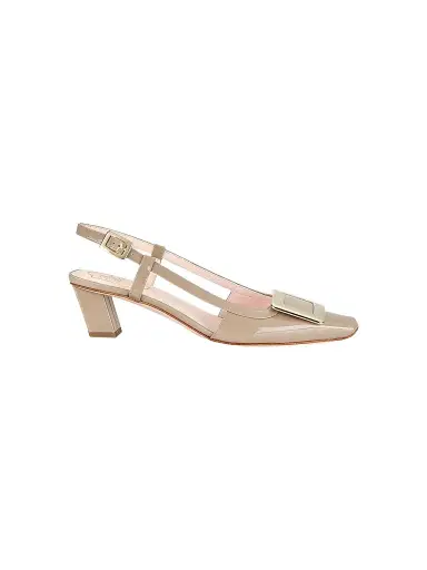 Roger Vivier Women's Belle Vivier 45MM Patent Leather Slingback Pumps - Taupe - Size 11.5 | Thumbnail 1 Roger Vivier Women's Belle Vivier 45MM Patent Leather Slingback Pumps - Taupe - Size 11.5 | Thumbnail 1