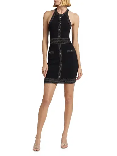 L'Agence Women's Anissa Metallic Knit Button Minidress | Thumbnail 2 L'Agence Women's Anissa Metallic Knit Button Minidress | Thumbnail 2