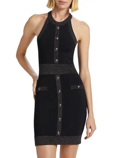 L'Agence Women's Anissa Metallic Knit Button Minidress | Thumbnail 3 L'Agence Women's Anissa Metallic Knit Button Minidress | Thumbnail 3
