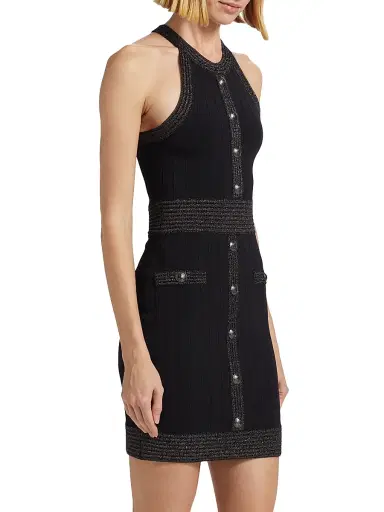 L'Agence Women's Anissa Metallic Knit Button Minidress | Thumbnail 4 L'Agence Women's Anissa Metallic Knit Button Minidress | Thumbnail 4