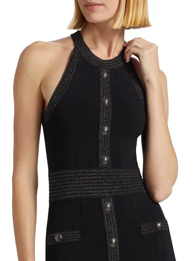 L'Agence Women's Anissa Metallic Knit Button Minidress | Thumbnail 6 L'Agence Women's Anissa Metallic Knit Button Minidress | Thumbnail 6