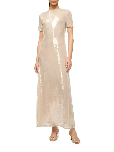 Staud Women's Safi Sequined Short-Sleeve Maxi Dress - Moon | Thumbnail 2 Staud Women's Safi Sequined Short-Sleeve Maxi Dress - Moon | Thumbnail 2