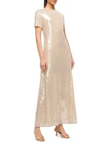 Staud Women's Safi Sequined Short-Sleeve Maxi Dress - Moon | Thumbnail 4 Staud Women's Safi Sequined Short-Sleeve Maxi Dress - Moon | Thumbnail 4