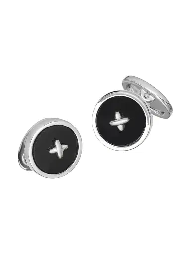 Jan Leslie Men's Sterling Silver Black Onyx Button Cufflinks - Black | Thumbnail 1 Jan Leslie Men's Sterling Silver Black Onyx Button Cufflinks - Black | Thumbnail 1
