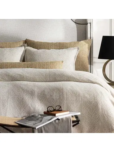 Lili Alessandra Kenya Jacquard Cotton-Linen Pillow & Duvet Collection - Camel European | Thumbnail 5 Lili Alessandra Kenya Jacquard Cotton-Linen Pillow & Duvet Collection - Camel European | Thumbnail 5