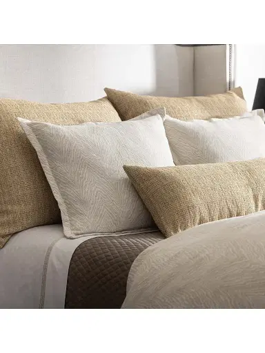 Lili Alessandra Kenya Jacquard Cotton-Linen Pillow & Duvet Collection - Camel European | Thumbnail 1 Lili Alessandra Kenya Jacquard Cotton-Linen Pillow & Duvet Collection - Camel European | Thumbnail 1