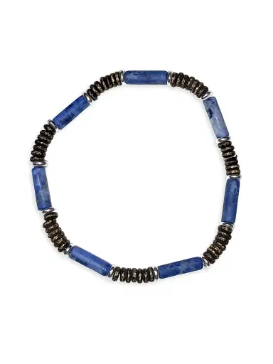 Jan Leslie Men's Blue Lapis & Sterling Silver Beaded Bracelet - Blue Lapis | Thumbnail 1 Jan Leslie Men's Blue Lapis & Sterling Silver Beaded Bracelet - Blue Lapis | Thumbnail 1