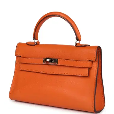 HERMÈS Pre-owned Hermes Micro Kelly 15 Orange Swift Palladium Hardware | Thumbnail 5 HERMÈS Pre-owned Hermes Micro Kelly 15 Orange Swift Palladium Hardware | Thumbnail 5