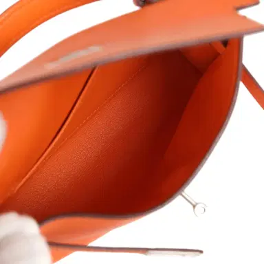 HERMÈS Pre-owned Hermes Micro Kelly 15 Orange Swift Palladium Hardware | Thumbnail 8 HERMÈS Pre-owned Hermes Micro Kelly 15 Orange Swift Palladium Hardware | Thumbnail 8