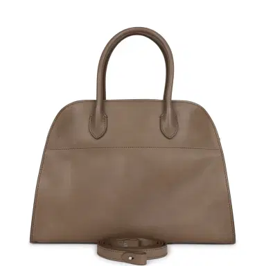 The Row The Row Soft Margaux 12 Bag Mouse Grey Saddle Leather Silver Hardware | Thumbnail 1 The Row The Row Soft Margaux 12 Bag Mouse Grey Saddle Leather Silver Hardware | Thumbnail 1