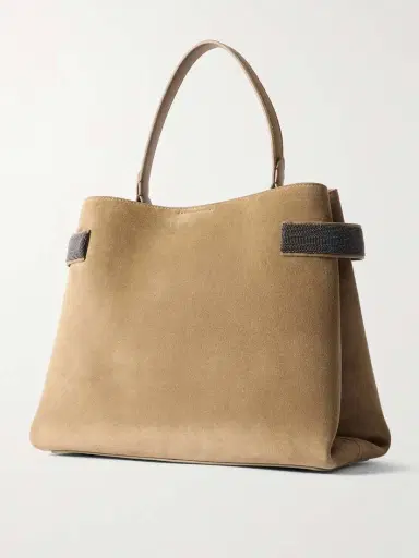 Brunello Cucinelli Bead-embellished Suede Shoulder Bag | Thumbnail 3 Brunello Cucinelli Bead-embellished Suede Shoulder Bag | Thumbnail 3