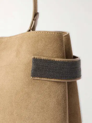 Brunello Cucinelli Bead-embellished Suede Shoulder Bag | Thumbnail 4 Brunello Cucinelli Bead-embellished Suede Shoulder Bag | Thumbnail 4