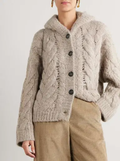 Brunello Cucinelli Hooded Cable-knit Alpaca-blend Cardigan | Thumbnail 3 Brunello Cucinelli Hooded Cable-knit Alpaca-blend Cardigan | Thumbnail 3
