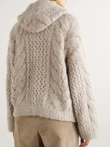 Brunello Cucinelli Hooded Cable-knit Alpaca-blend Cardigan | Thumbnail 4 Brunello Cucinelli Hooded Cable-knit Alpaca-blend Cardigan | Thumbnail 4