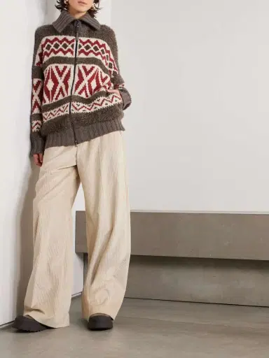 Brunello Cucinelli Oversized Intarsia Cashmere Zip-up Cardigan | Thumbnail 2 Brunello Cucinelli Oversized Intarsia Cashmere Zip-up Cardigan | Thumbnail 2