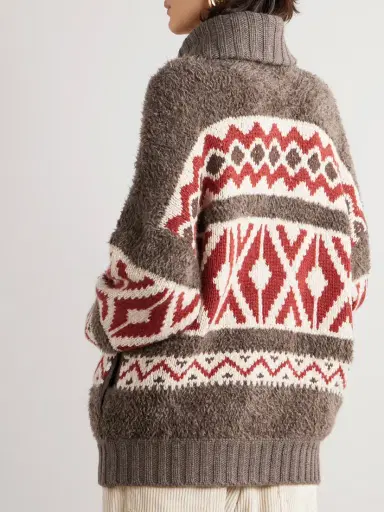 Brunello Cucinelli Oversized Intarsia Cashmere Zip-up Cardigan | Thumbnail 3 Brunello Cucinelli Oversized Intarsia Cashmere Zip-up Cardigan | Thumbnail 3