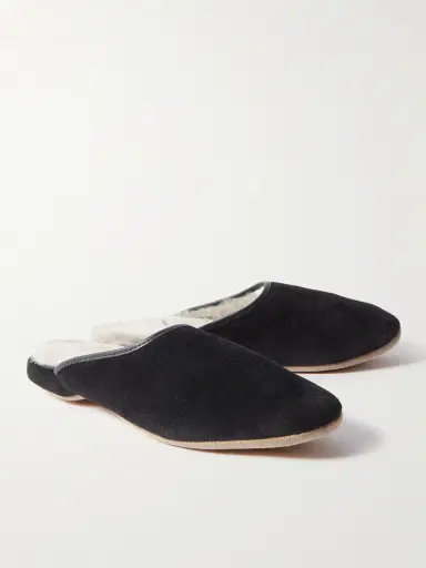 Derek Rose Douglas Leather-Trimmed Shearling-Lined Suede Slippers - Men | Thumbnail 4 Derek Rose Douglas Leather-Trimmed Shearling-Lined Suede Slippers - Men | Thumbnail 4