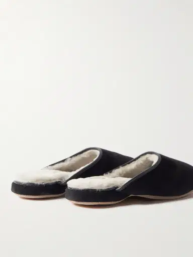 Derek Rose Douglas Leather-Trimmed Shearling-Lined Suede Slippers - Men | Thumbnail 5 Derek Rose Douglas Leather-Trimmed Shearling-Lined Suede Slippers - Men | Thumbnail 5