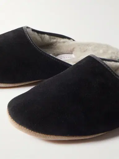 Derek Rose Douglas Leather-Trimmed Shearling-Lined Suede Slippers - Men | Thumbnail 6 Derek Rose Douglas Leather-Trimmed Shearling-Lined Suede Slippers - Men | Thumbnail 6
