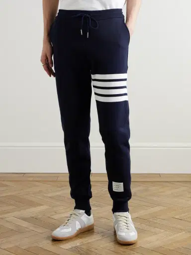 Thom Browne Tapered Striped Cotton-Jersey Sweatpants - Men | Thumbnail 3 Thom Browne Tapered Striped Cotton-Jersey Sweatpants - Men | Thumbnail 3